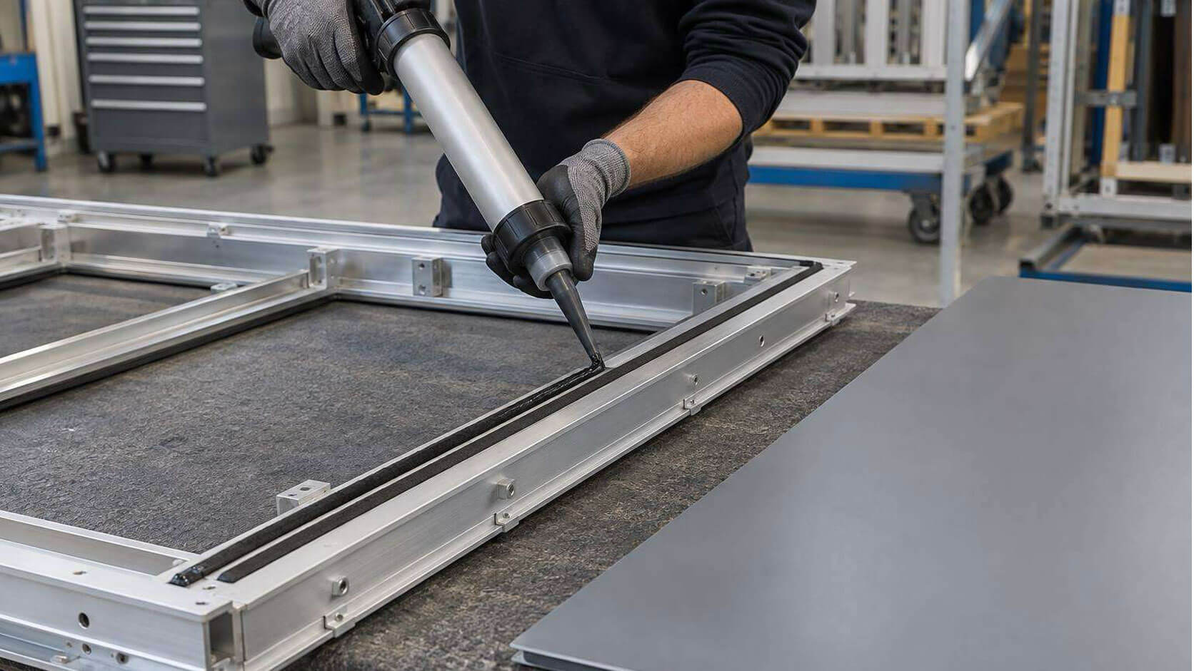 Fassadenbau-Bauteile-Image Aluminiumrahmen mit eingesetztem Fassadenpaneel