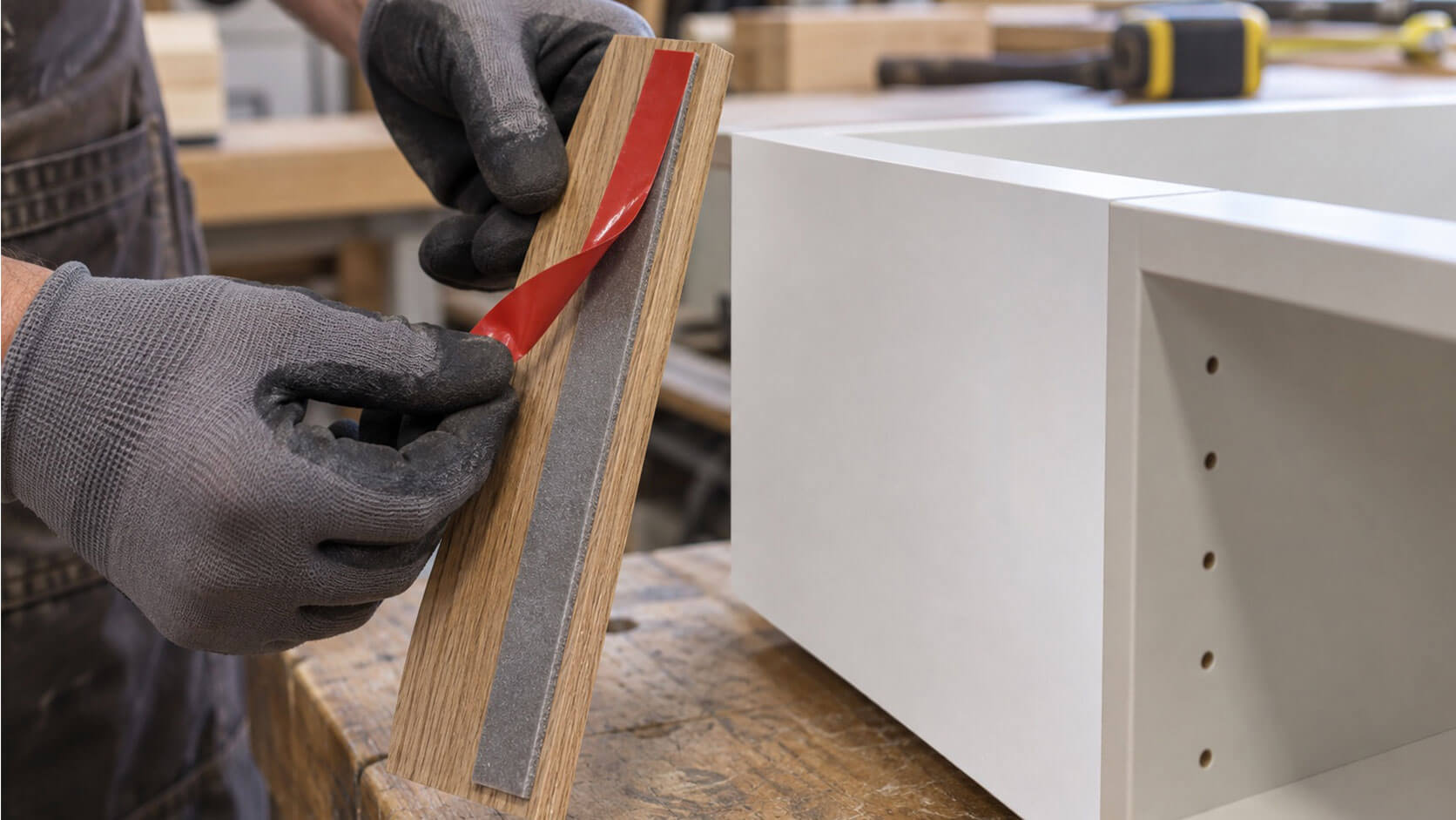 Holz Moebel & Innenausbau Holzstück mit doppelseitige, Hochleistungsklebeband