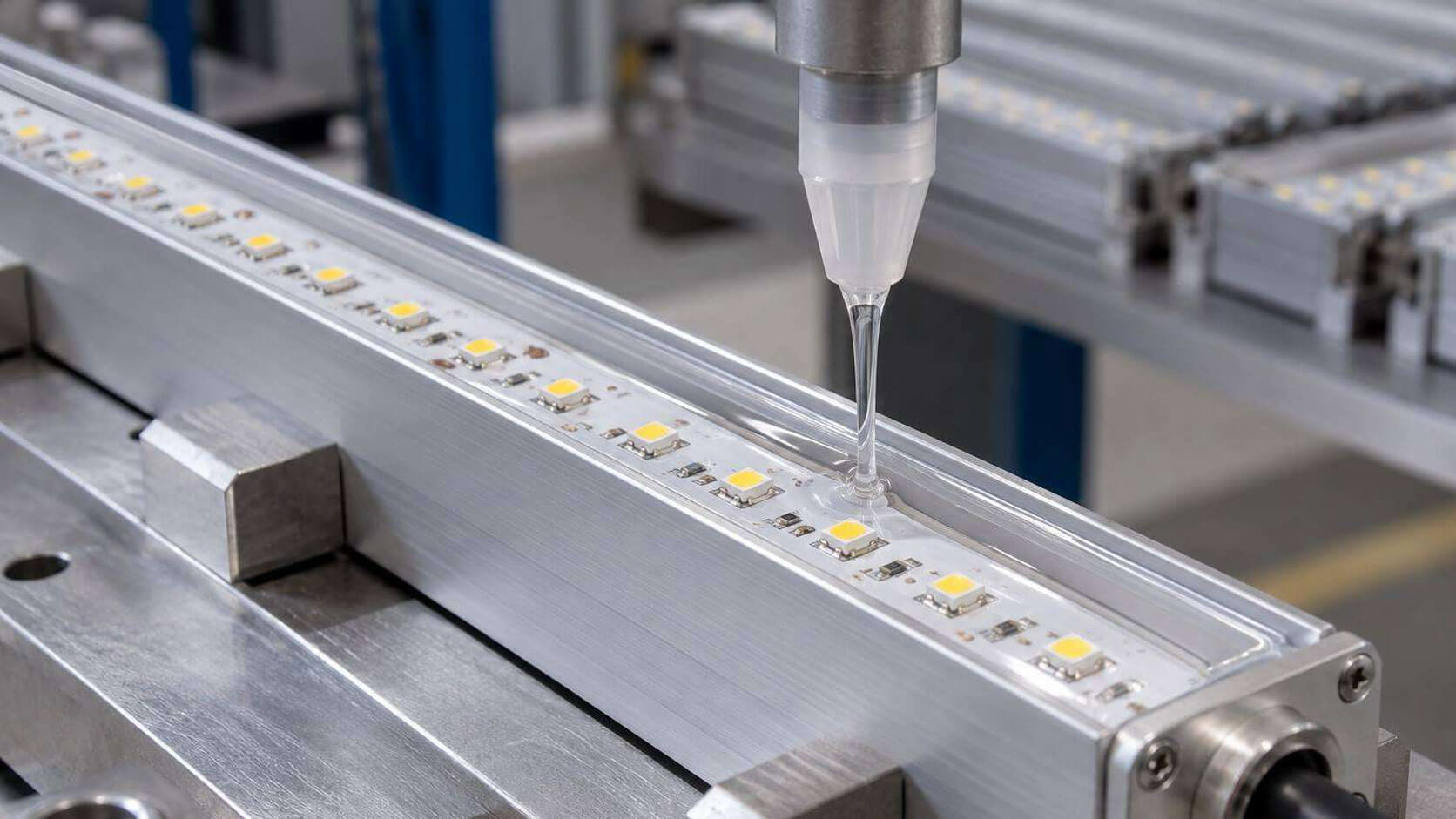 Verguss einer LED-Leuchte mit klarem Vollverguss