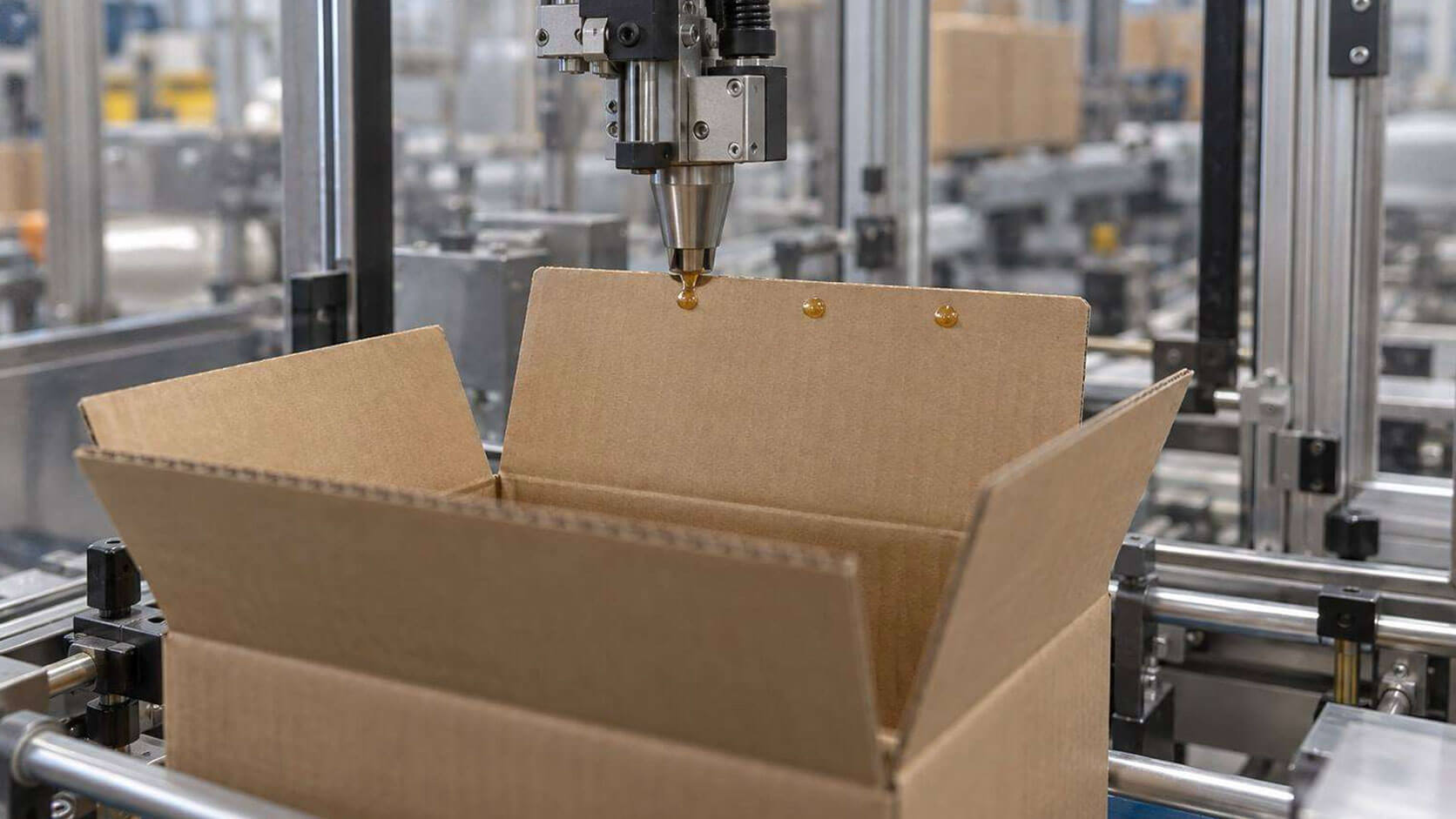Faltschachtel mit Klebstoffpunkten auf der Kartonlasche