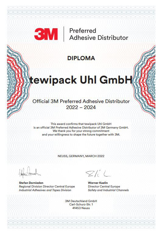 tewipack Diplom 3M Preferred Adhesive Distributor 2022