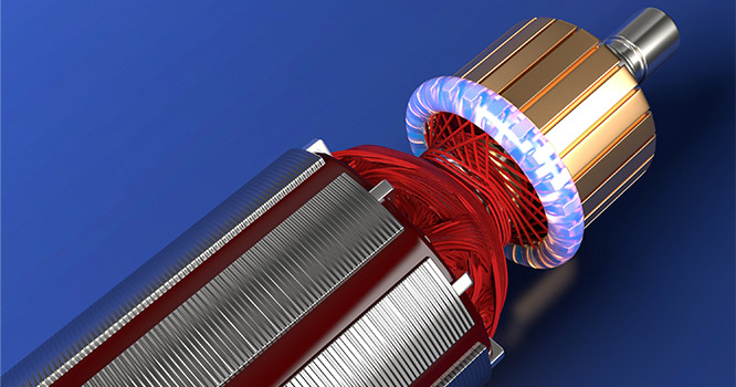 Der neue UV-Klebstoff Vitralit® UV E-2113 schützt die Drähte auf dem Kommutator.