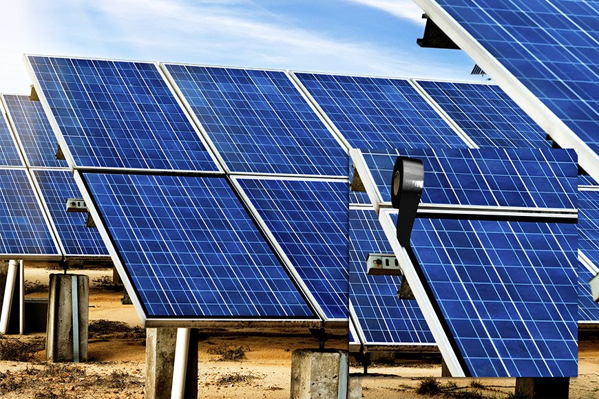 Abdichten von Solarpaneelen mit Hochleistungs-Dichtband Abdichten von Solarpaneelen mit Hochleistungs-Dichtband